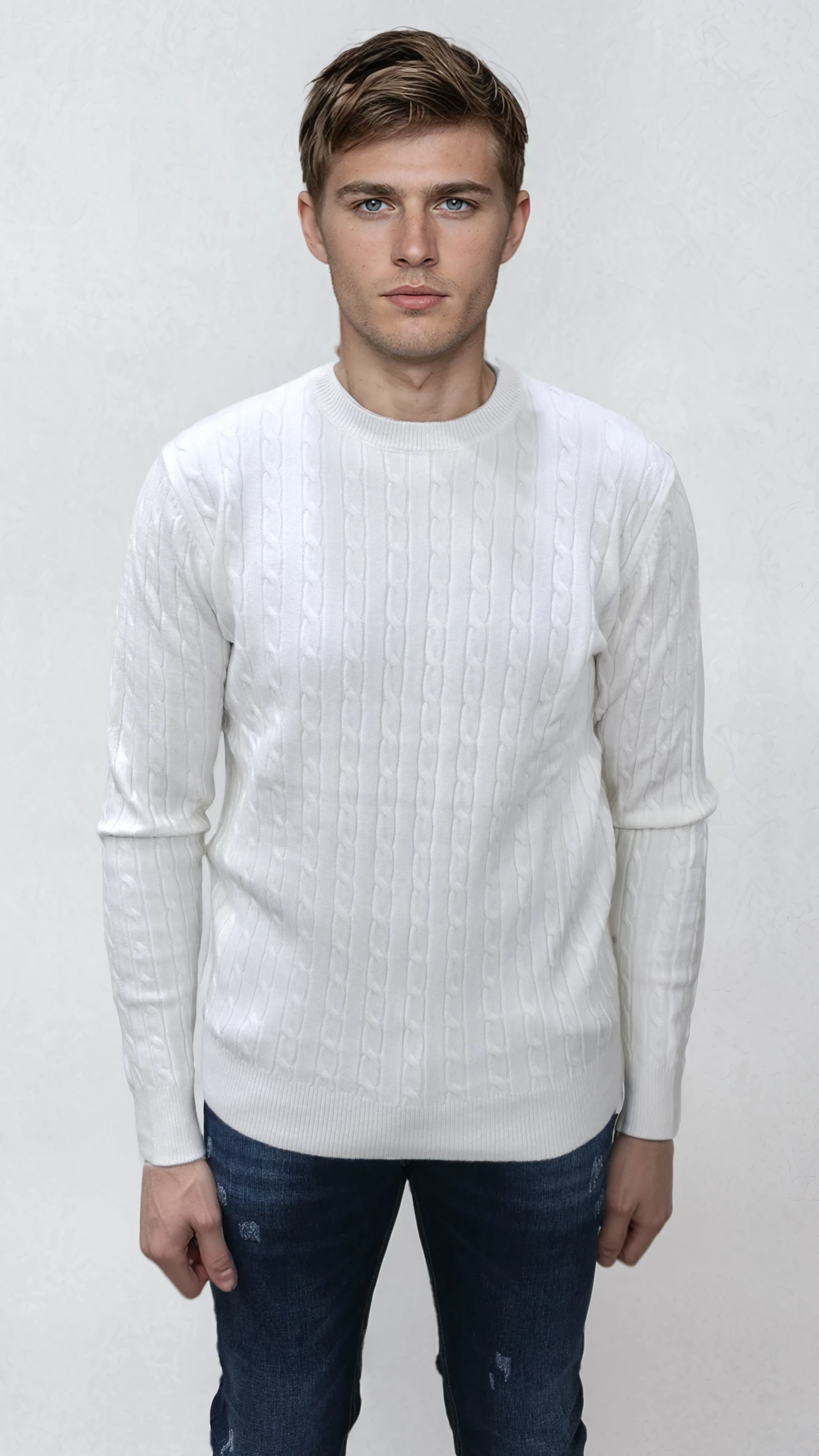 Ανδρικό Πλεκτό Πουλόβερ με Στρογγυλή Λαιμόκοψη